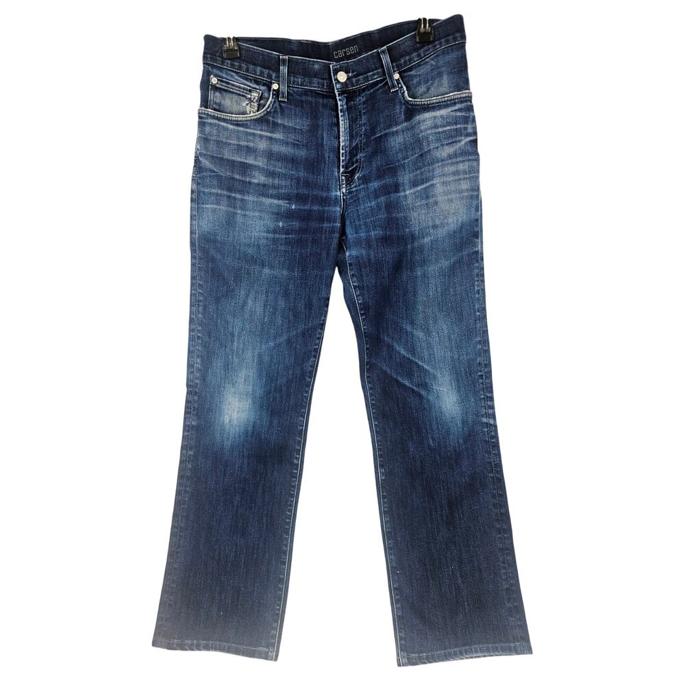 7 For All Mankind Carsen Straight Leg Jeans Distressed Dark Mens 38 x 29 3765